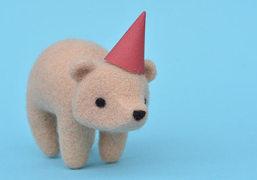 Needle felt bear in party hat