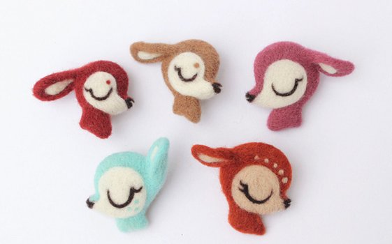 Needle felted deer brooches